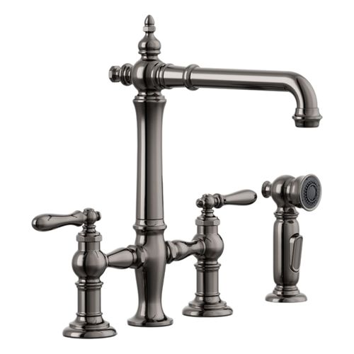 Main product image of Artifacts Three-Hole Bridge Kitchen Sink Faucet w/ Side Sprayer (Vibrant Titanium), K-76519-4-TT