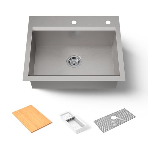 Main product image of 27" Top-/Undermount Single-Bowl Workstation Kitchen Sink (Stainless Steel), K-80086-2PC-NA