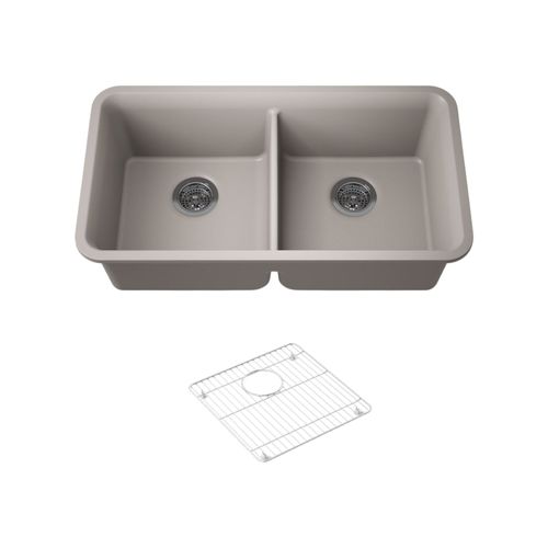 Main product image of Cairn 33-1/2" Undermount Double-Bowl Kitchen Sink (Matte Taupe), K-8199-CM3