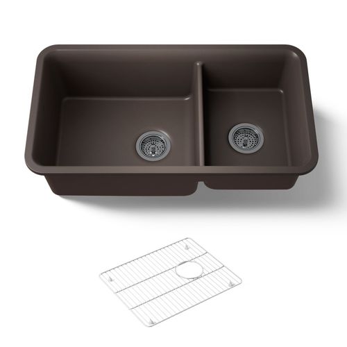 Main product image of 33-1/2" Undermount Double-Bowl Kitchen Sink (Matte Brown), K-8204-CM2