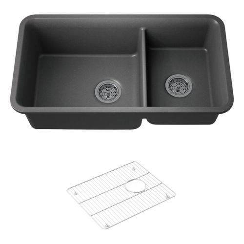 Main product image of Cairn 33-1/2" Undermount Double-Bowl Kitchen Sink (Matte Graphite), K-8204-CM7
