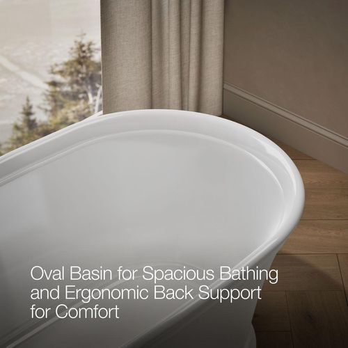 Main product image of Memoirs 60" x 34" Oval Freestanding Bathtub with Center Toe-Tap Drain (White)