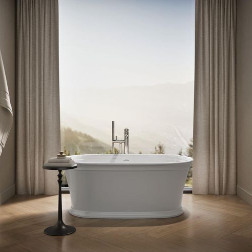 Main product image of Memoirs 60" x 34" Oval Freestanding Bathtub with Center Toe-Tap Drain (White)