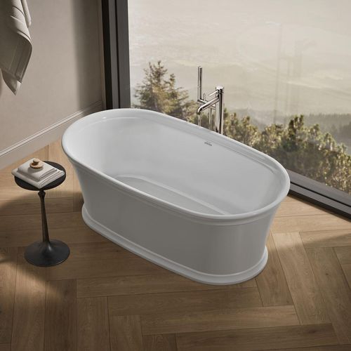 Main product image of Memoirs 66-1/4" x 36-1/2" Oval Freestanding Bathtub with Center Toe-Tap Drain (White)