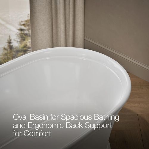 Main product image of Memoirs 66-1/4" x 36-1/2" Oval Freestanding Bathtub with Center Toe-Tap Drain (White)
