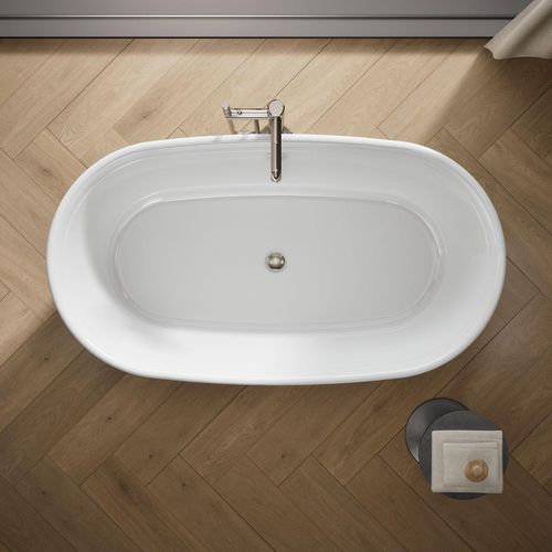 Main product image of Memoirs 66-1/4" x 36-1/2" Oval Freestanding Bathtub with Center Toe-Tap Drain (White)