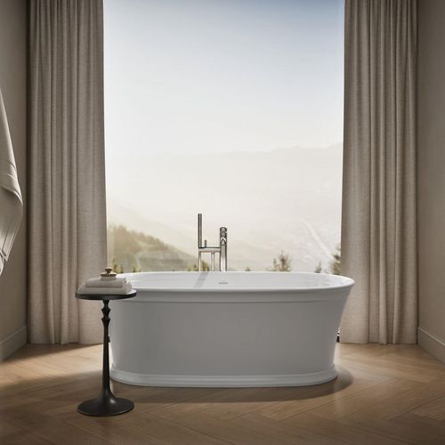 Main product image of Memoirs 66-1/4" x 36-1/2" Oval Freestanding Bathtub with Center Toe-Tap Drain (White)