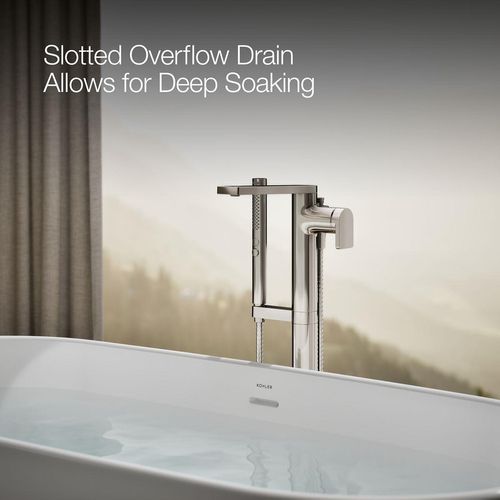 Main product image of Ceric 60" x 29" Oval Freestanding Bathtub with Center Toe-Tap Drain (White)