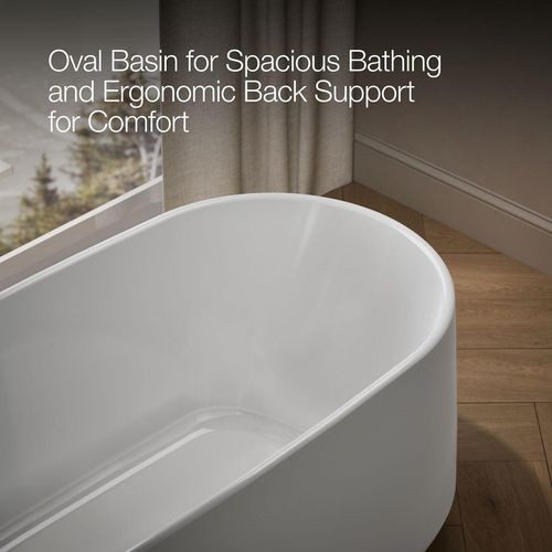 Main product image of Ceric 60" x 29" Oval Freestanding Bathtub with Center Toe-Tap Drain (White)