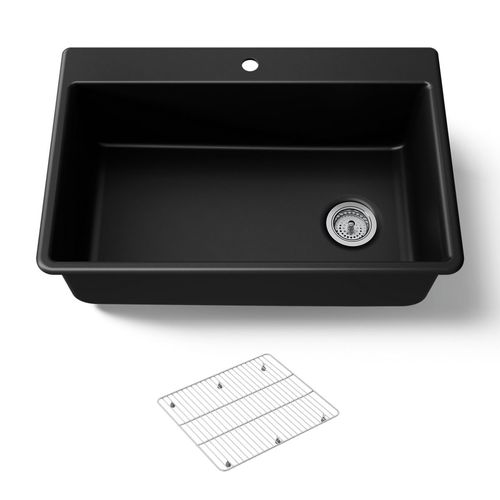 Main product image of 33" Top-/Undermount Single-Bowl Kitchen Sink (Matte Black), K-8437-1-CM1