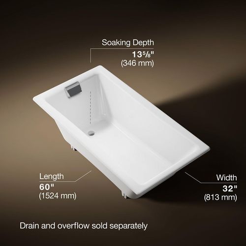 Main product image of Tea-for-Two 60" x 32" Drop-In Bathtub for Two with Reversible Drain (White)
