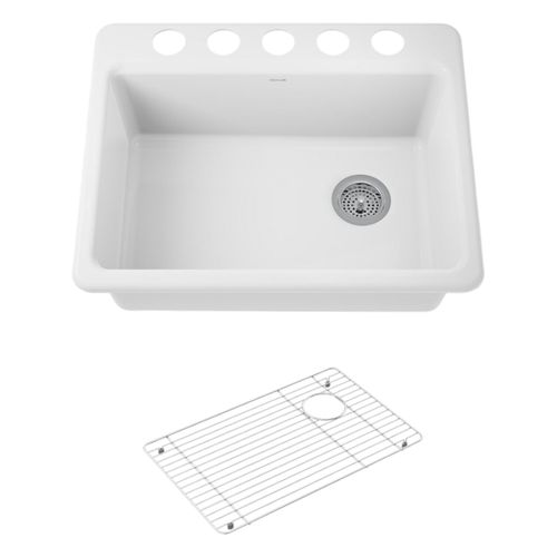 Main product image of Riverby 27" Undermount Single-Bowl Kitchen Sink (White), K-8668-5UA1-0