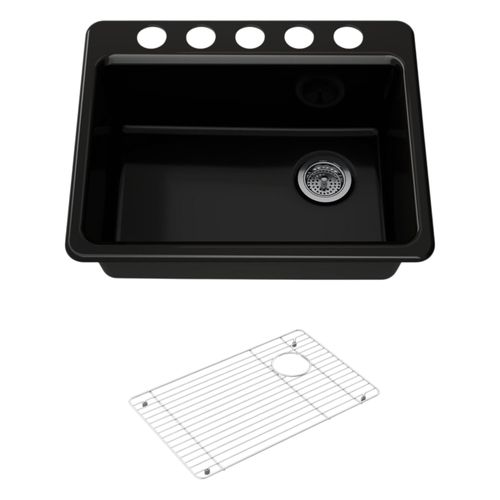 Main product image of Riverby 27" Undermount Single-Bowl Kitchen Sink (Black), K-8668-5UA1-7