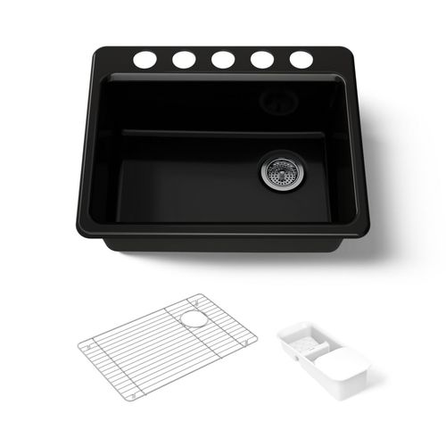 Main product image of 27" Undermount Single-Bowl Workstation Kitchen Sink (Black/Black), K-8668-5UA2-7