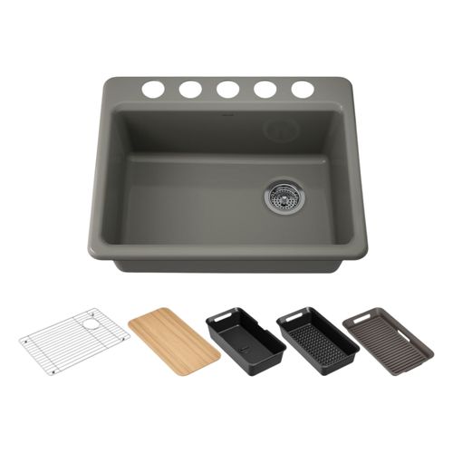 Main product image of Riverby 27" Undermount Single-Bowl Workstation Kitchen Sink (Thunder Grey), K-8668-5UPC-58