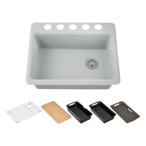 Main product image of Riverby 27" Undermount Single-Bowl Workstation Kitchen Sink (Ice Grey), K-8668-5UPC-95