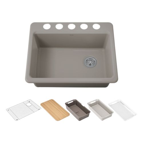 Main product image of Riverby 27" Undermount Single-Bowl Workstation Kitchen Sink (Truffle), K-8668-5UPC-TRF