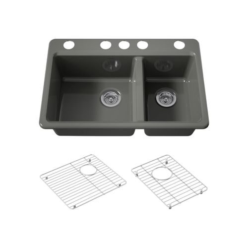 Main product image of Riverby 33" Undermount Double-Bowl Kitchen Sink (Thunder Grey), K-8669-5UA1-58