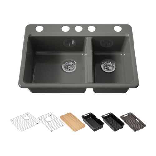 Main product image of Riverby 33" Undermount Double-Bowl Workstation Kitchen Sink (Thunder Grey), K-8669-5UPC-58