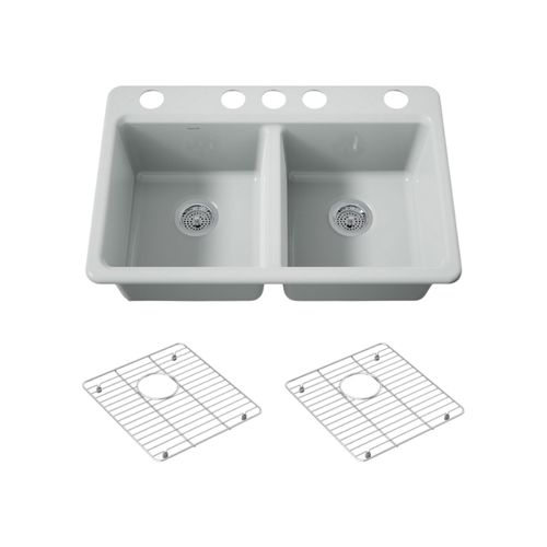 Main product image of Riverby 33" Undermount Double-Bowl Kitchen Sink (Ice Grey), K-8679-5UA1-95
