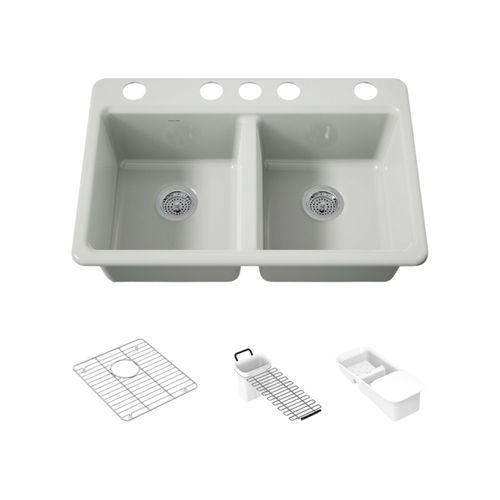 Main product image of Riverby 33" Undermount Double-Bowl Workstation Kitchen Sink (Sea Salt), K-8679-5UA3-FF