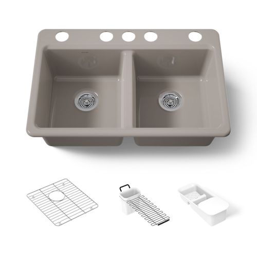 Main product image of 33" Undermount Double-Bowl Workstation Kitchen Sink (Truffle), K-8679-5UA3-TRF