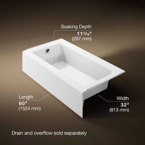Main product image of Bellwether 60" x 32" Alcove Bathtub with Left Drain (White)