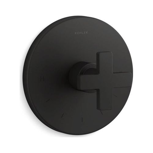 Main product image of Mastershower Temperature Control Valve Trim w/ Cross Handle (Matte Black)