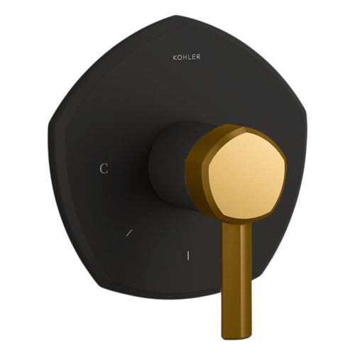 Main product image of Occasion Mastershower Temperature Control Valve Trim w/ Lever Handle (Matte Black w/ Brushed Moderne Brass), K-T27040-4-BMB