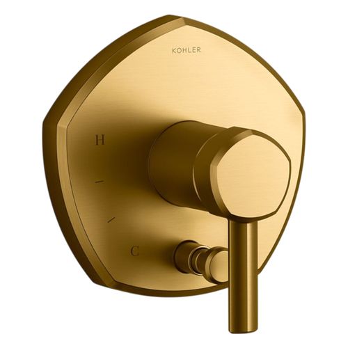 Main product image of Occasion Rite-Temp Valve Trim w/ Push-Button Diverter And Lever Handle (Vibrant Brushed Moderne Brass), K-T27044-4-2MB
