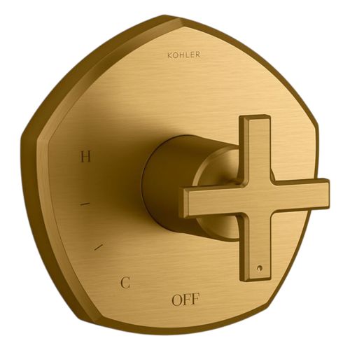 Main product image of Occasion Rite-Temp Valve Trim w/ Cross Handle (Vibrant Brushed Moderne Brass), K-TS27043-3-2MB