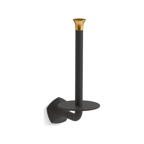Main product image of Vertical Toilet Paper Holder (Matte Black w/ Brushed Moderne Brass), K-27064-BMB