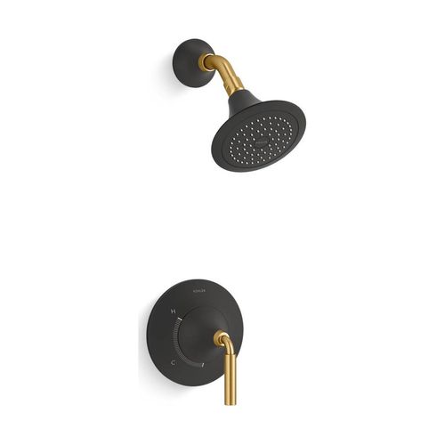 Main product image of Rite-Temp Shower Trim Kit, 1.75 GPM (Matte Black w/ Brushed Moderne Brass)