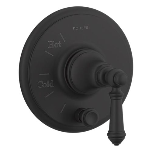 Main product image of Artifacts Rite-Temp Valve Trim w/ Push-Button Diverter And Lever Handle (Matte Black), K-T72768-4-BL