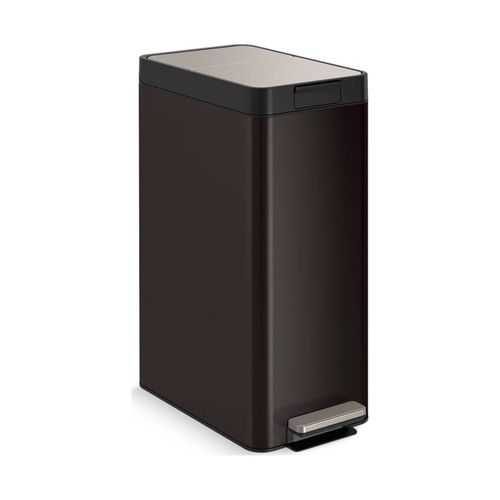 Main product image of 13-Gallon Stainless Steel Slim Step Trash Can w/ Bifold Lid (Black Stainless), K-23826-BST