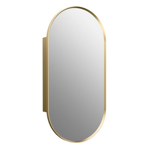 Main product image of Verdera 20" X 40" Capsule Framed Medicine Cabinet (Moderne Brushed Gold), K-35574-BGL