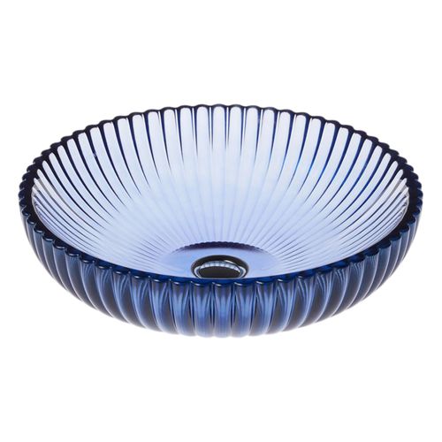 Main product image of Salute 15" Round Vessel Bathroom Sink, No Overflow (Translucent Sapphire), K-28824-TG6