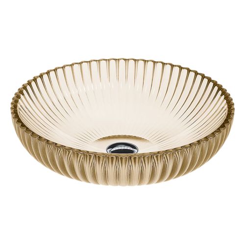 Main product image of Salute 15" Round Vessel Bathroom Sink, No Overflow (Translucent Sandalwood), K-28824-TG7