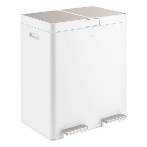 Main product image of 21.7-Gallon Stainless Steel Dual-Bin Step Trash Can (Stainless Steel + White), K-23828-STW