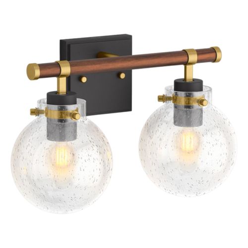 Main product image of Holt Two-Light Sconce (Black w/ Brass Trim), K-38413-SC02-BML