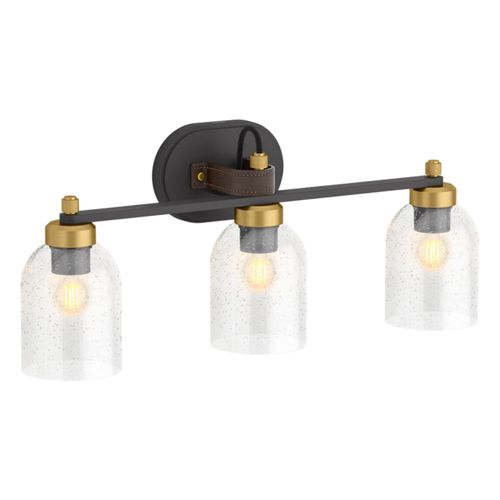 Main product image of Tannage Three-Light Sconce (Black w/ Brass Trim), K-38418-SC03-BML