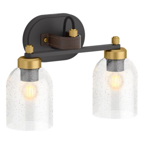 Main product image of Tannage Two-Light Sconce (Black w/ Brass Trim), K-38417-SC02-BML