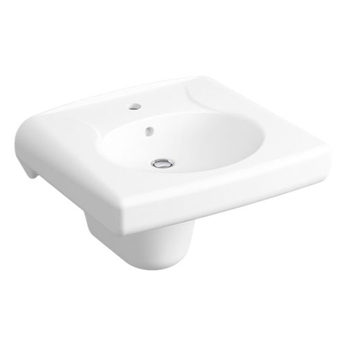 Main product image of Brenham Wall-Mount Or Concealed Carrier Arm Mount Commercial Bathroom Sink And Shroud w/ Single Faucet Hole (White), K-1999-1-0