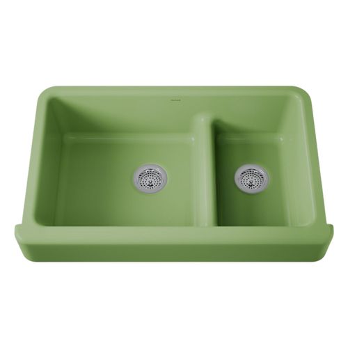 Main product image of Whitehaven Smart Divide 35-1/2" Undermount Double-Bowl Farmhouse Kitchen Sink w/ Short Apron (Fresh Green), K-6426-34