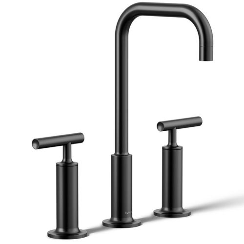 Main product image of Purist Widespread Bathroom Sink Faucet w/ Lever Handles, 1.2 GPM (Matte Black), K-14408-4-BL