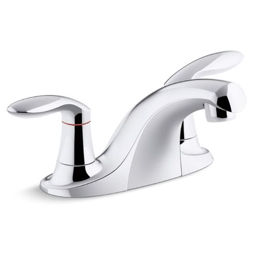 Main product image of Coralais Two-handle Centerset Bathroom Sink Faucet w/ 0.5 GPM Vandal-resistant Aerator And Red/blue Indicator, Less Drain (Polished Chrome), K-15240-4NDRA-CP
