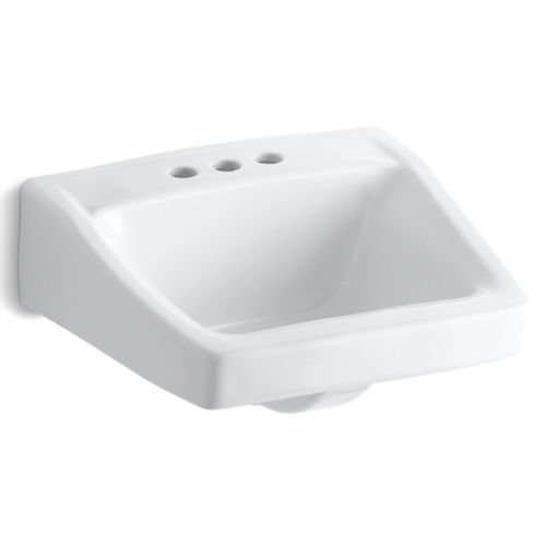 Main product image of Chesapeake 19-1/4" X 17-1/4" Wall Mount/concealed Arm Carrier Arm Bathroom Sink w/ 4" Centerset Faucet Holes (White), K-1728-0