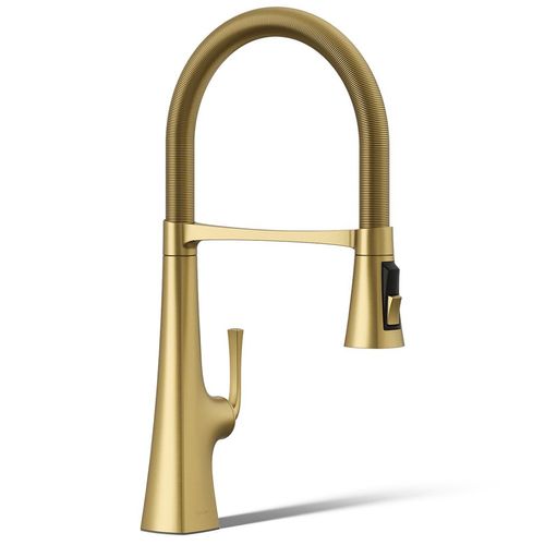 Main product image of Graze Semi-professional Kitchen Faucet w/ 3-Function Sprayhead (Vibrant Brushed Moderne Brass), K-22061-2MB