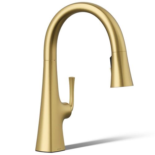 Main product image of Graze Pull-down Kitchen Faucet w/ 3-Function Sprayhead (Vibrant Brushed Moderne Brass), K-22063-2MB