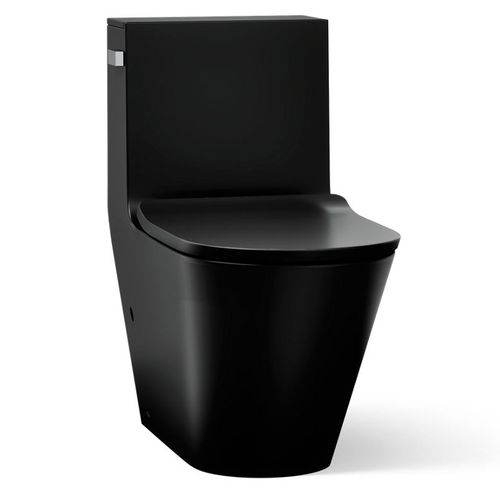 Main product image of Brazn One-piece Compact Elongated Toilet w/ Skirted Trapway, Dual-flush (Honed Black), K-22378-HB1